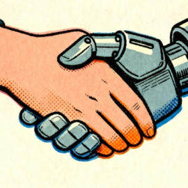 Human & robot shaking hands